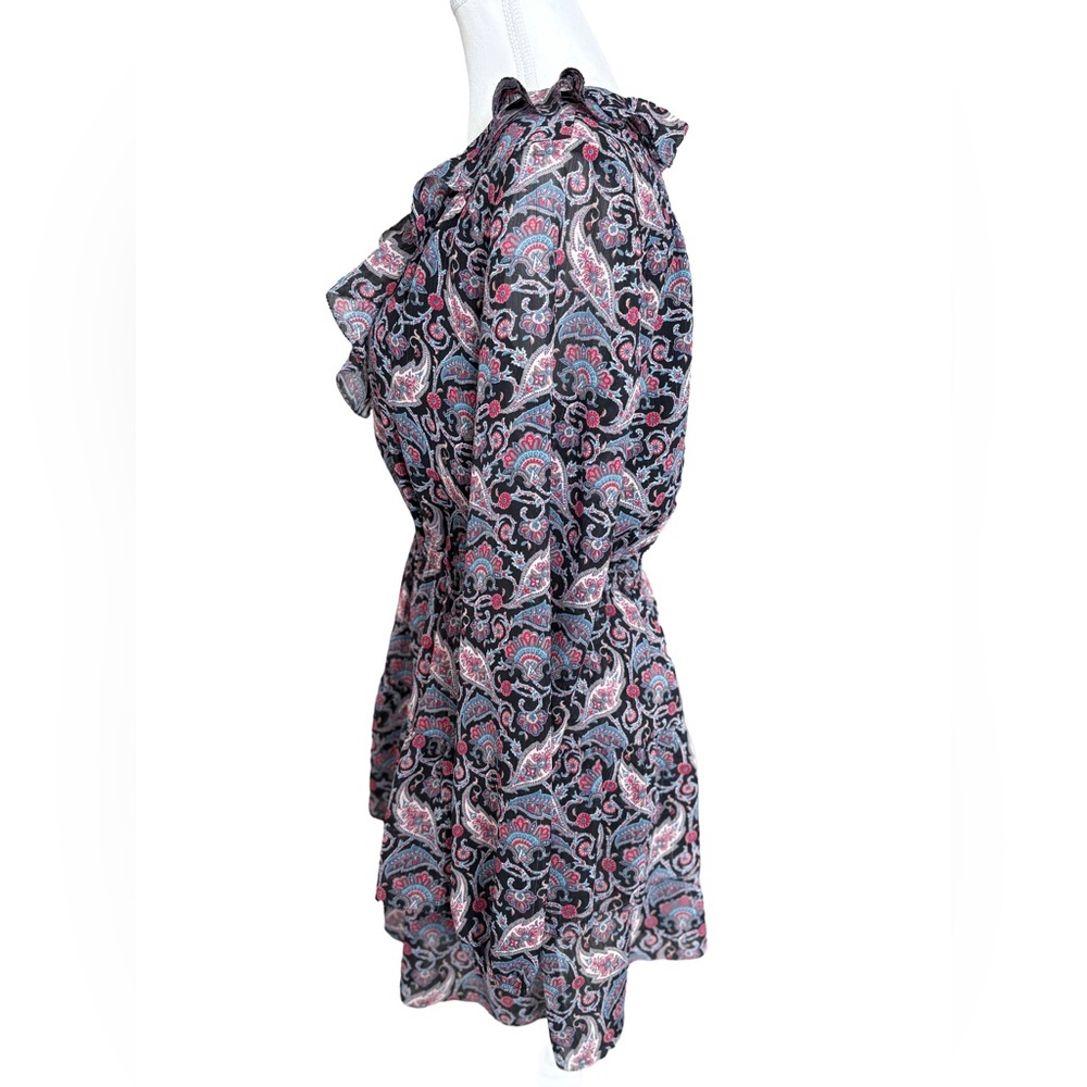 Little Moon Paisley Ruffle Mini Dress Size S Boho Long Sleeve Aritzia - Picture 3 of 6